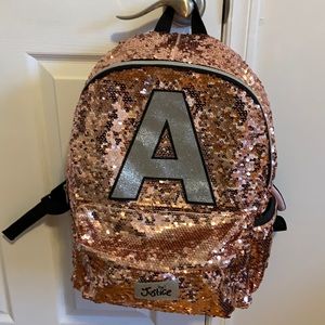 Justice glitter backpack-“A”